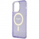 Чехол Guess MagSafe PC/TPU Glitter Metal outline Hard для iPhone 13 Pro Max, цвет Фиолетовый/Золотой (GUHMP13XHCMCGU)