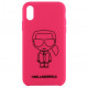 Чехол Karl Lagerfeld Liquid silicone Ikonik outlines Hard для iPhone X/XS, цвет Розовый/Черный (KLHCPXSILFLPI)