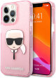 Чехол Karl Lagerfeld TPU Glitters Karl's head Hard для iPhone 13 Pro, цвет Розовый (KLHCP13LKHTUGLP)