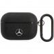 Чехол с карабином Mercedes On-Track Genuine leather Stars Metal logo для AirPods Pro, цвет Черный (MEAP8REMPK)