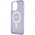 Чехол Guess MagSafe PC/TPU Glitter Metal outline Hard для iPhone 13 Pro, цвет Фиолетовый/Золотой (GUHMP13LHCMCGU)