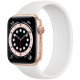 Умные часы Apple Watch Series 6 GPS, 44 мм, корпус из алюминия цвет Золотой, силиконовый монобраслет цвет Белый