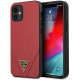 Чехол Guess PU Saffiano Triangle metal logo Hard для iPhone 12 mini, цвет Красный (GUHCP12SVSATMLRE)