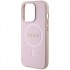 Чехол Guess PU Saffiano with metal logo Hard (MagSafe) для iPhone 15 Pro, цвет Розовый (GUHMP15LPSAHMCP)
