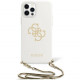 Чехол Guess Liquid silicone 4G Big logo Hard + Gold chain для iPhone 12 Pro Max, цвет Белый (GUHCP12LLSC4GWH)