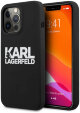 Чехол Karl Lagerfeld Liquid silicone Stack logo Hard для iPhone 13 Pro, цвет Черный (KLHCP13LSLKLRBK)