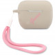 Чехол со шнурком Guess Silicone case Script logo with cord для AirPods Pro, цвет Серый/Розовый (GUACAPLSVSGP)