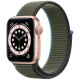 Умные часы Apple Watch Series 6 GPS, 40 мм, корпус из алюминия цвет Золотой, нейлоновый ремешок цвет Зеленый