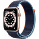Умные часы Apple Watch Series 6 GPS, 44 мм, корпус из алюминия цвет Золотой, нейлоновый ремешок цвет Темно-синий