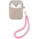Чехол со шнурком Guess Silicone case Script logo with cord для AirPods 1&2, цвет Розовый/Серый (GUACA2LSVSGP)