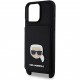 Чехол Karl Lagerfeld Crossbody cardslot PU Saffiano Metal Karl Head Hard для iPhone 15 Pro Max, цвет Черный (KLHCP15XSANKHPK)