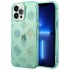 Чехол Guess PC/TPU Peony glitter Electroplated camera Hard для iPhone 14 Pro Max, цвет Бирюзовый (GUHCP14XHTPPTT)