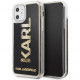 Чехол Karl Lagerfeld Liquid Glitter Karl logo Hard для iPhone 11, цвет Золотой/Черный (KLHCN61KAGBK)