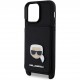 Чехол Karl Lagerfeld Crossbody cardslot PU Saffiano Metal Karl Head Hard для iPhone 14 Pro Max, цвет Черный (KLHCP14XSANKHPK)