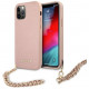 Чехол Guess PU Saffiano Hard + Gold hand chain для iPhone 12 Pro Max, цвет Розовый (GUHCP12LSASGPI)