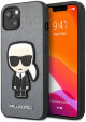Чехол Karl Lagerfeld PU Saffiano Ikonik Patch (metal) Hard для iPhone 13, цвет Серебристый (KLHCP13MOKPG)