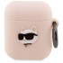 Чехол с карабином Karl Lagerfeld Silicone case NFT 3D Choupette для AirPods 1/2, цвет Розовый (KLA2RUNCHP)