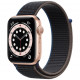 Умные часы Apple Watch Series 6 GPS, 44 мм, корпус из алюминия цвет Золотой, нейлоновый ремешок цвет Черный