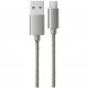 Кабель Dorten USB-C to USB Leather Series 1 м, цвет Серый (DN303801)