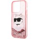 Чехол Karl Lagerfeld Liquid Glitter NFT Choupette head Hard для iPhone 15 Pro, цвет Розовый (KLHCP15LLNCHCP)