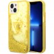 Чехол Guess Liquid Glitter Triangle logo Translucent Hard для iPhone 14, цвет Желтый (GUHCP14SLFCTPY)