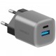 Сетевое зарядное устройство EnergEA Ampcharge GaN35, USB-C PD35 + USB-A QC30 total 35W, цвет Темно-серый (CHR-AC-GAN35EU)