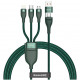 Кабель Baseus Flash Series Two-for-Three Cable USB Type-C - Micro-USB + Lightning + Type-C 100W 1.2 м, цвет Зеленый (CA2T3-06)