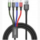 Кабель Baseus Fast 4 в 1 Cable Lightning 2 шт. + Type-C + Micro-USB 1.2 м, цвет Черный (CA1T4-A01)
