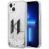 Чехол Karl Lagerfeld Liquid glitter Big KL logo Hard для iPhone 14, цвет Серебристый (KLHCP14SLBKLCS)