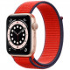 Умные часы Apple Watch Series 6 GPS, 44 мм, корпус из алюминия цвет Золотой, нейлоновый ремешок цвет Красный (PRODUCT)RED