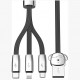 Кабель Baseus Rapid Series 3 в 1 Micro USB + Lightning + USB Type-C 1.2 м, цвет Черный (CAMLT-AFW01)