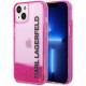 Чехол Karl Lagerfeld Liquid glitter Elongated logo Hard для iPhone 14, цвет Розовый (KLHCP14SLCKVF)