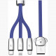 Кабель Baseus Rapid Series 3 в 1 Micro USB + Lightning + USB Type-C 1.2 м, цвет Синий (CAMLT-AFW03)
