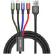 Кабель Baseus Fast 4 в 1 Cable Lightning + Type-C 2 шт. + Micro-USB 1.2 м, цвет Черный (CA1T4-B01)