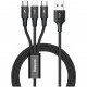 Кабель Baseus Rapid Series 3-in-1 Lightning + Micro USB + USB Type-C 1.2 м, цвет Черный (CAJS000001)