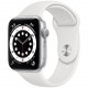 Умные часы Apple Watch Series 6 GPS, 44 мм, корпус из алюминия цвет Серебристый, спортивный ремешок цвет Белый (M00D3RU/A)
