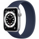 Умные часы Apple Watch Series 6 GPS, 44 мм, корпус из алюминия цвет Серебристый, силиконовый монобраслет цвет Темно-синий