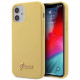 Чехол Guess Liquid Silicone Gold metal Logo Hard для iPhone 12 mini, цвет Желтый (GUHCP12SLSLMGYE)