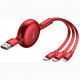 Кабель Baseus Little Octopus 3 в 1 Adjustable Сable Micro USB  +Lightning + USB Type-C 1.2 м, цвет Красный (CAMLT-ZY09)