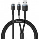 Кабель Baseus Cafule Cable USB + USB Type-C - Lightning 2.4 A 1.2 м, цвет Серый (CATKLF-ELG1)