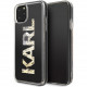 Чехол Karl Lagerfeld Liquid Glitter Karl logo Hard для iPhone 11 Pro Max, цвет Золотой/Черный (KLHCN65KAGBK)
