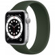 Умные часы Apple Watch Series 6 GPS, 44 мм, корпус из алюминия цвет Серебристый, силиконовый монобраслет цвет Темно-зеленый
