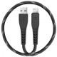 Кабель EnergEA NyloFlex USB - Lightning MFI 3А 30 см, цвет Черный (CBL-NF-BLK030)