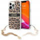 Чехол Guess PC/TPU Leopard Hard + Gold charm для iPhone 13 Pro Max, цвет Леопард/Золотая цепь (GUHCP13XKBSLEO)