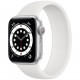 Умные часы Apple Watch Series 6 GPS, 40 мм, корпус из алюминия цвет Серебристый, силиконовый монобраслет цвет Белый