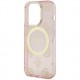 Чехол Guess MagSafe PC/TPU Peony Glitter Hard для iPhone 14 Pro Max, цвет Розовый/Золотой (GUHMP14XHMPGSP)