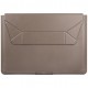 Чехол Uniq Oslo PU leather Magnetic Laptop sleeve для ноутбуков 14", цвет Серый камень (OSLO(14)-GREY)