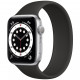 Умные часы Apple Watch Series 6 GPS, 44 мм, корпус из алюминия цвет Серебристый, силиконовый монобраслет цвет Черный