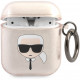 Чехол Karl Lagerfeld TPU Glitters with ring Karl Transparent для AirPods 1&2, цвет Золотой (KLA2UKHGD)
