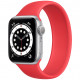 Умные часы Apple Watch Series 6 GPS, 40 мм, корпус из алюминия цвет Серебристый, силиконовый монобраслет цвет Красный (PRODUCT)RED